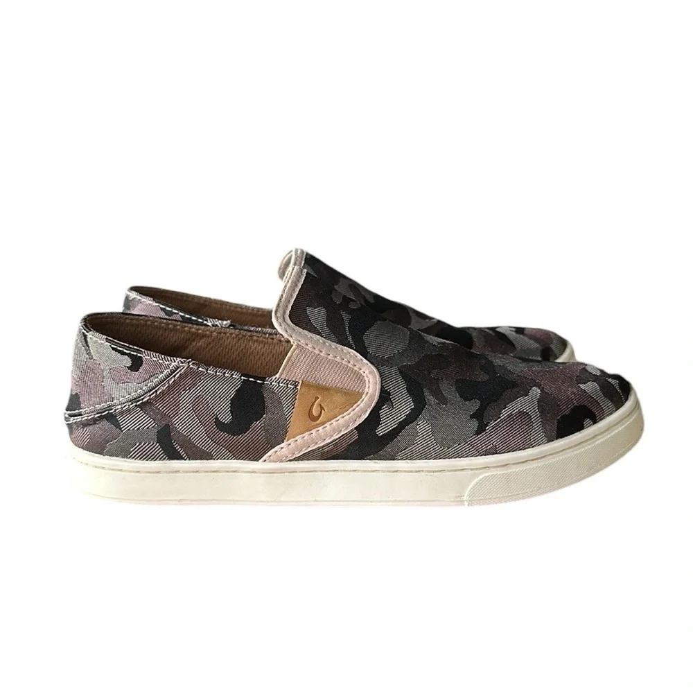 Olukai Pehuea Pa’i Soft Pink Camo Slip-on Convertible Sneaker Sz 7